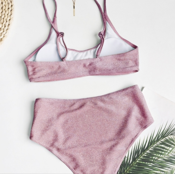 Pink Shimmer Two Piece Bathing Suit - Picture 3 of 4